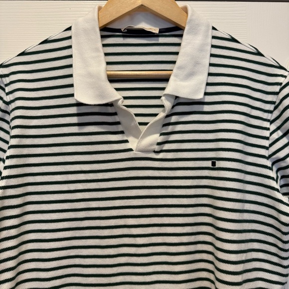 Purificacion Garcia Polo Shirt Men’s Sz L Green Stripes Logo Preppy Old Money - Picture 3 of 8